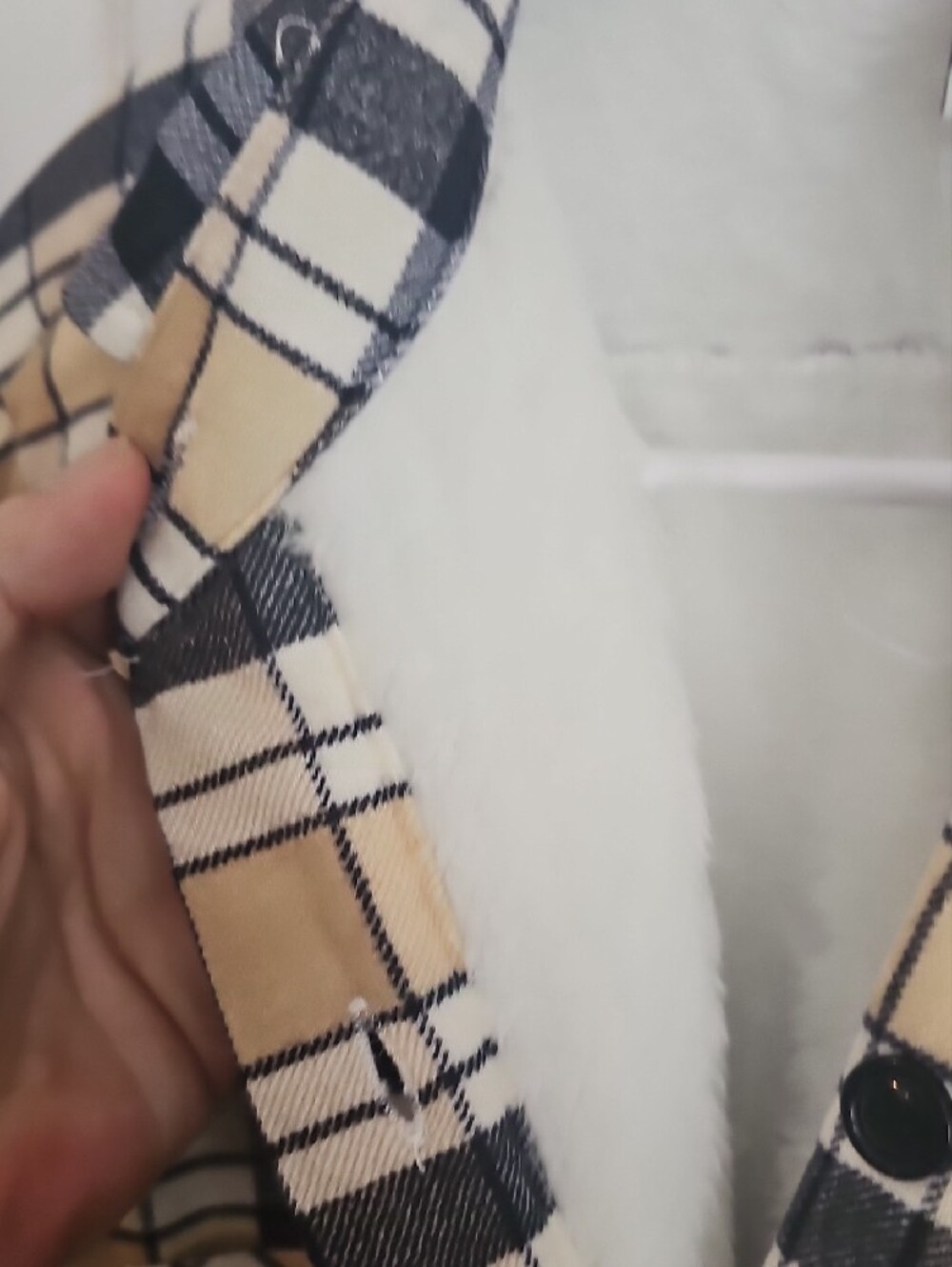 Beige and Black Plaid Button-Down Shirt - Picture 4 of 4